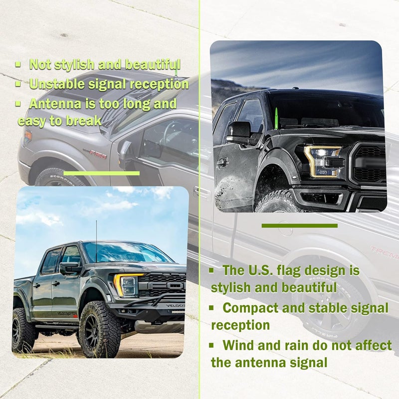 Junecarp New Upgrade American Flag Car Bullet Antenna,Truck Exterior Accessories Antenna Toppers Compatible with GMC,Chevy Silverado,Dodge,Ford,Jeep Antenna Replacement (Green) - Image 5